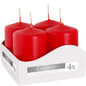 Set of 4 Pillar Candles 40x60mm - Red