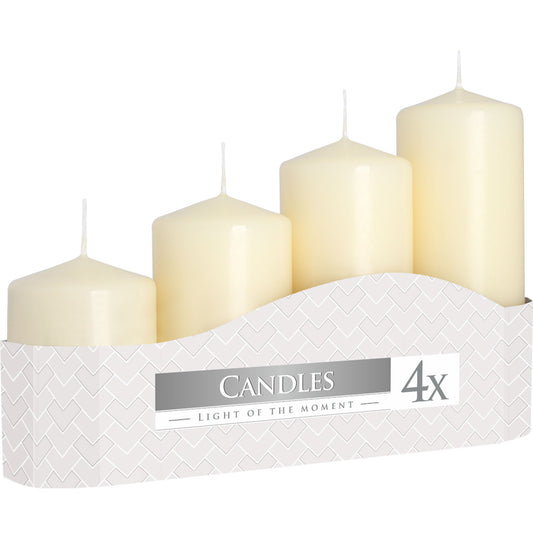 Set of 4 Pillar Candles 50mm (11/16/22/33H) - Ivory