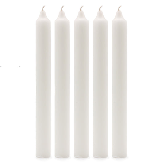 Solid Colour Dinner Candles - Rustic White - Pack of 5