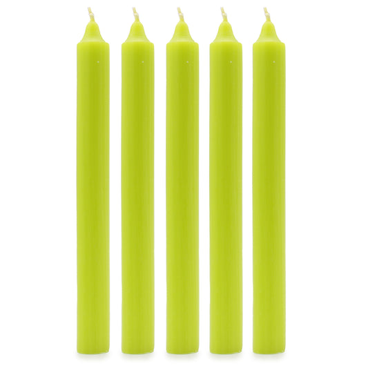 Solid Colour Dinner Candles - Rustic Lime Green - Pack of 5