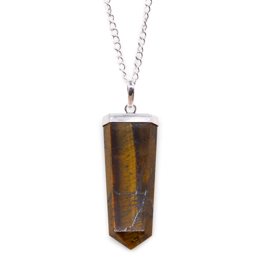 Gemstone Flat Pencil Pendant - Tiger Eye