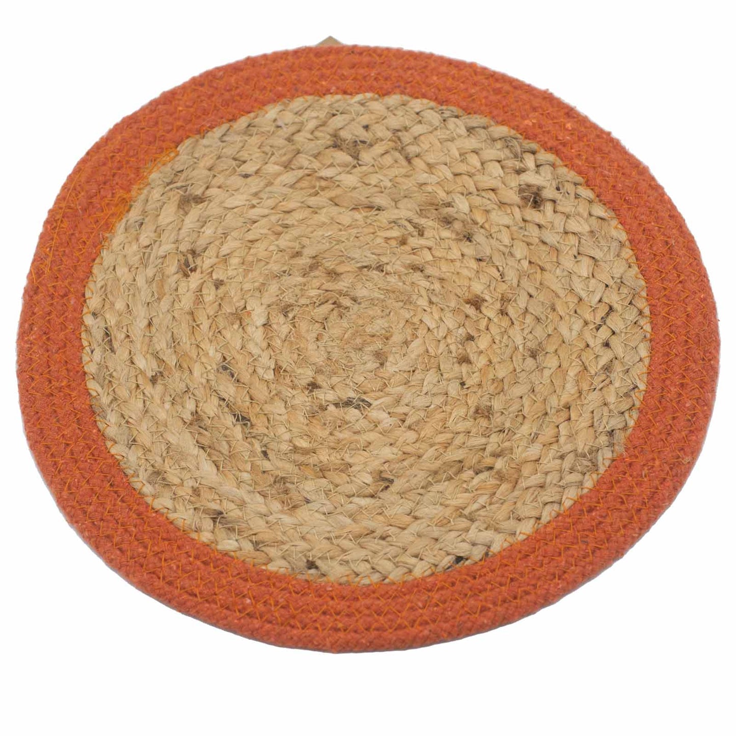 Natural Place Mat - Jute & Cotton 30cm - Clay Border