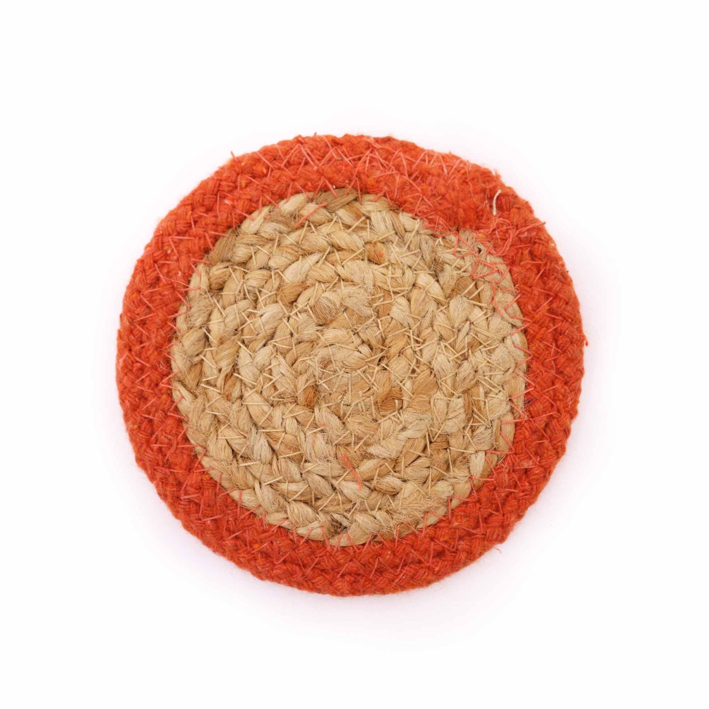 Natural Coaster - Jute & Cotton 10cm (set of 4) - Clay Boarder