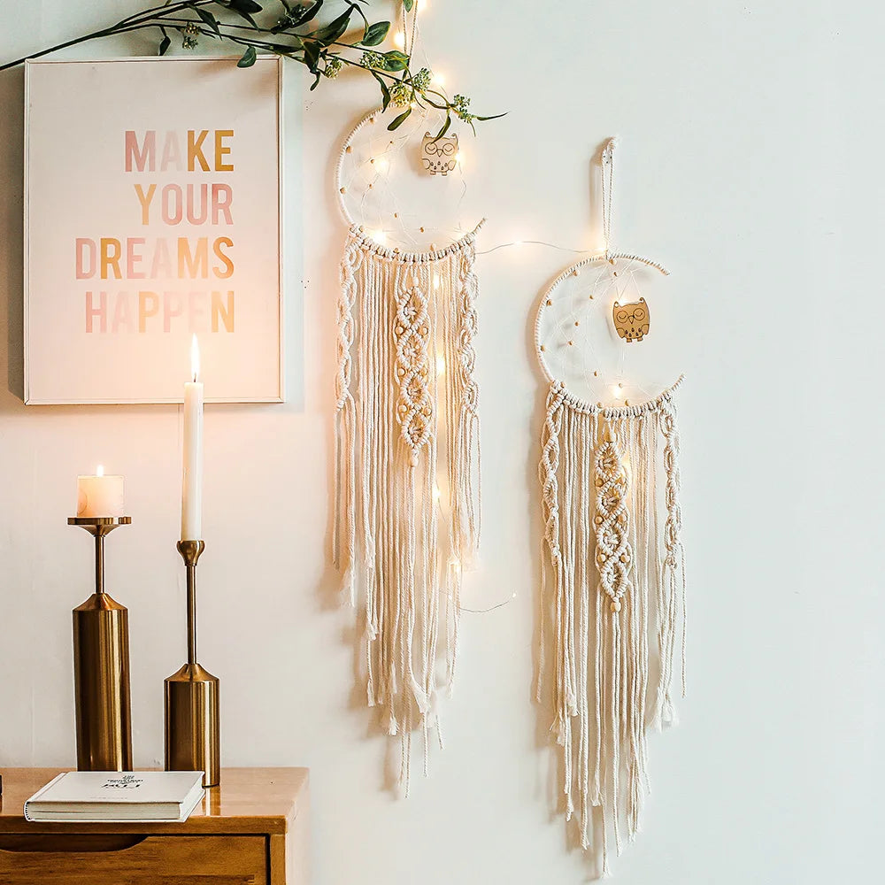 Boho Macrame Dream Catcher – Handmade Wall Hanging for Peaceful Sleep & Positive Energy