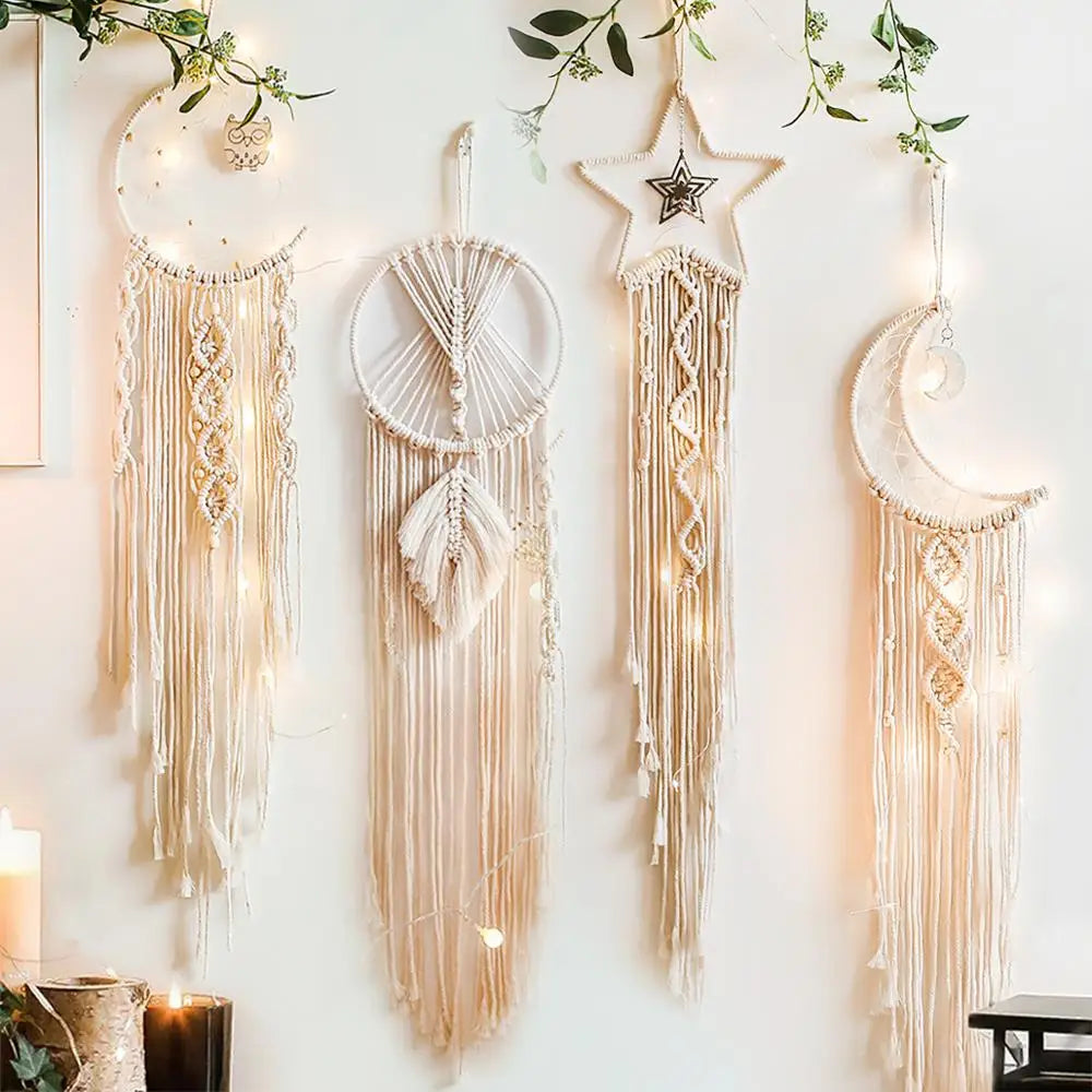 Boho Macrame Dream Catcher – Handmade Wall Hanging for Peaceful Sleep & Positive Energy