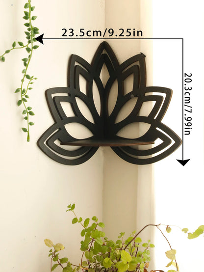 Lotus Corner Floating Shelf – Boho Wall Decor