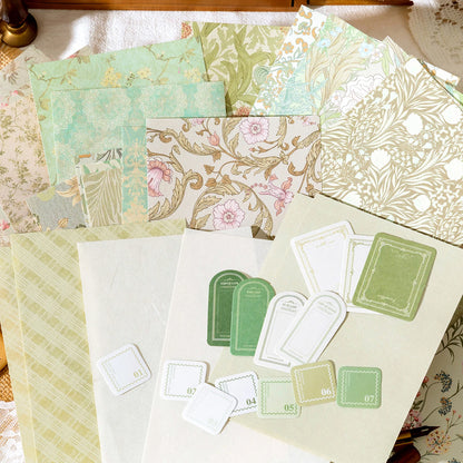 40-Piece Floral Handmade Paper & Sticker Set – Vintage Scrapbooking & DIY Crafts