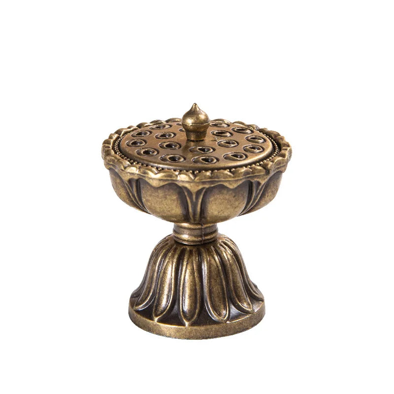 Vintage Brass Lotus Incense Burner | Exquisite Buddhist Censer