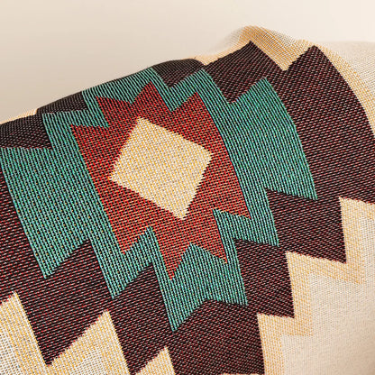 Boho Aztec Throw Blanket – Southwestern Geometric Woven Blanket with Tassels