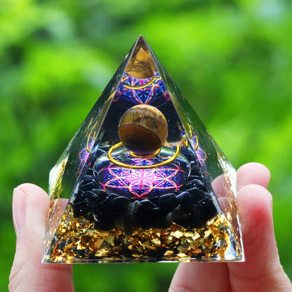 Orgonite Energy Pyramid – Amethyst & Peridot Reiki Chakra Generator