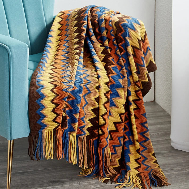 Boho Aztec Woven Blanket – Southwestern Geometric Throw for Cozy & Stylish Living