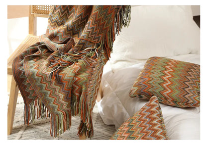 Boho Aztec Woven Blanket – Southwestern Geometric Throw for Cozy & Stylish Living