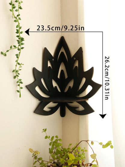 Lotus Corner Floating Shelf – Boho Wall Decor