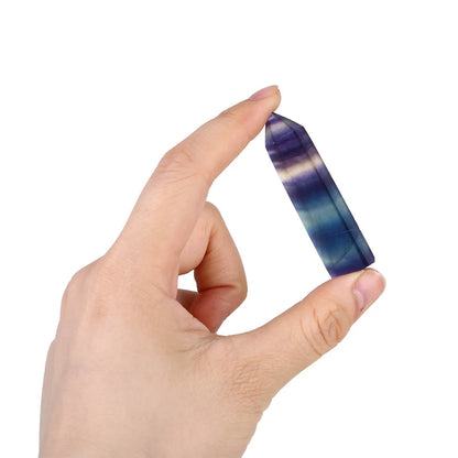 Natural Fluorite Crystal Healing Wand – Colorful Striped Quartz Point