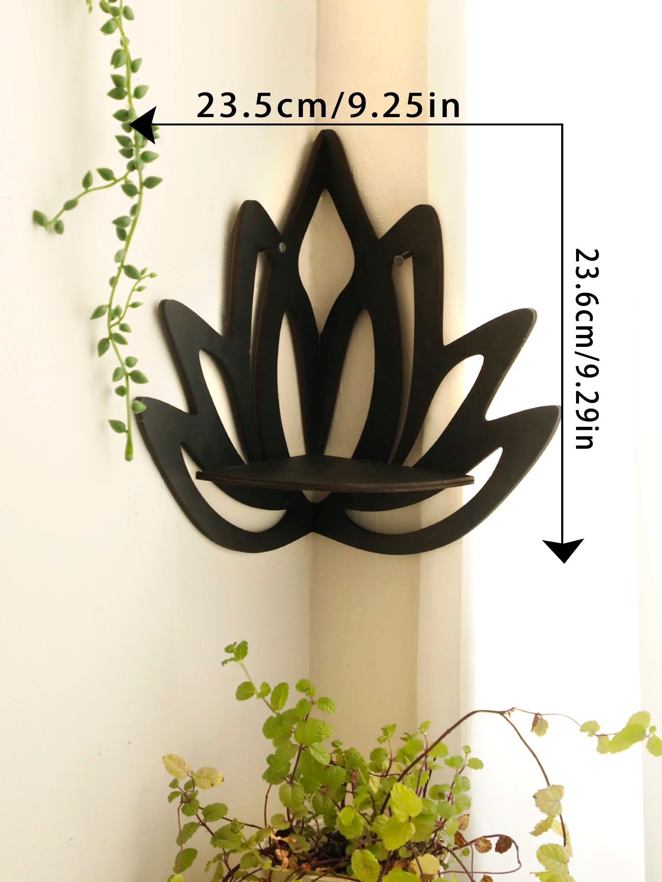 Lotus Corner Floating Shelf – Boho Wall Decor