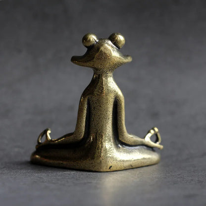 Antique Brass Zen Frog Statue – Meditation & Home Decor