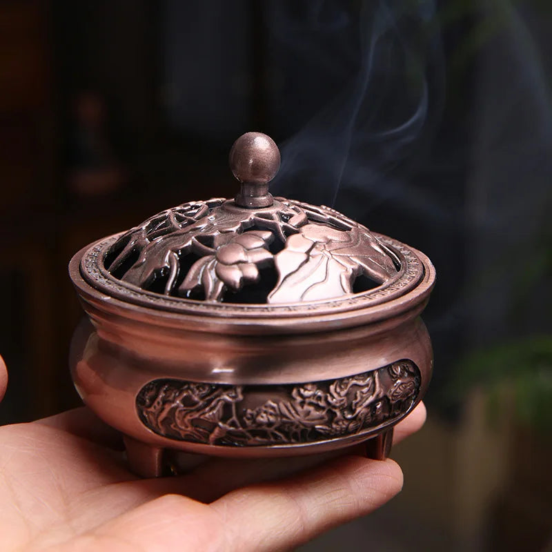 Vintage Brass Lotus Incense Burner | Exquisite Buddhist Censer