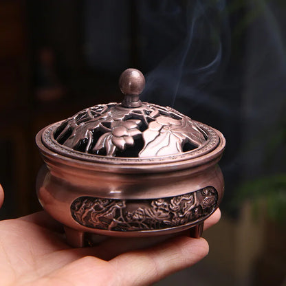 Vintage Brass Lotus Incense Burner | Exquisite Buddhist Censer