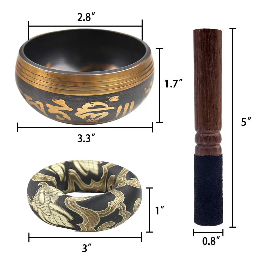 Tibetan Singing Bowl Set – Lotus Design for Meditation, Yoga & Chakra Healing