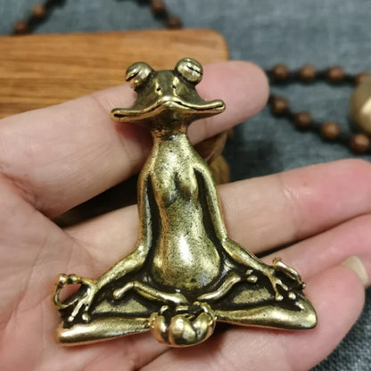 Antique Brass Zen Frog Statue – Meditation & Home Decor