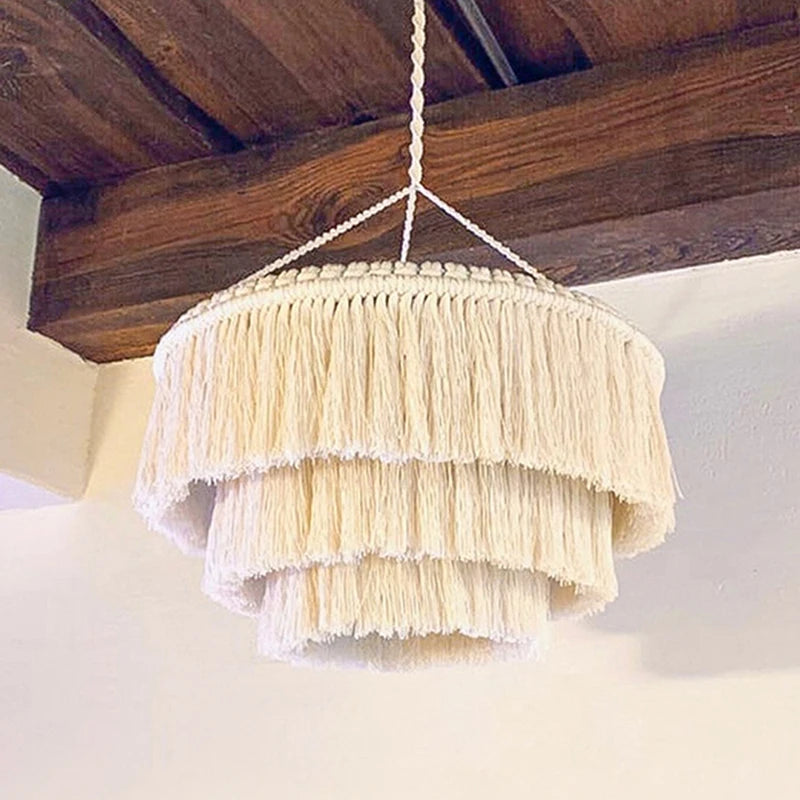 Nordic Boho Macrame Hanging Lampshade – Handwoven Elegance for a Cozy Home