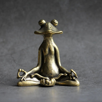 Antique Brass Zen Frog Statue – Meditation & Home Decor