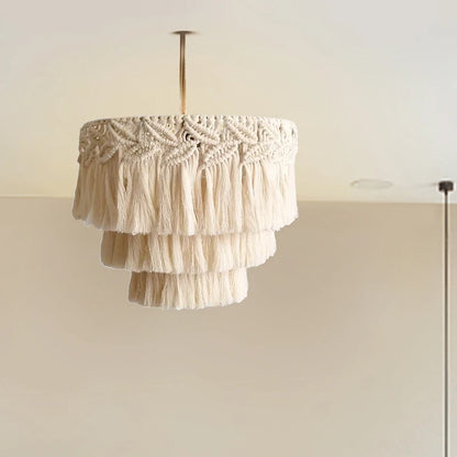 Nordic Boho Macrame Hanging Lampshade – Handwoven Elegance for a Cozy Home