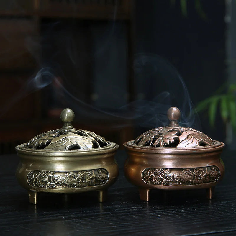 Vintage Brass Lotus Incense Burner | Exquisite Buddhist Censer