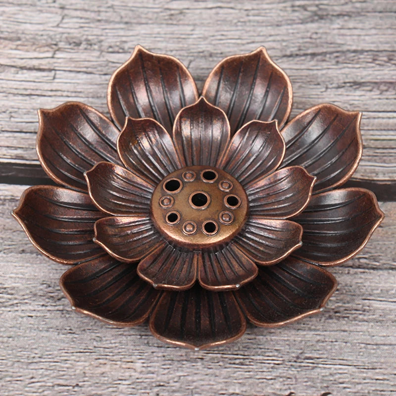 Meditation Buddha Sandalwood Incense Holder – Lotus Flower Catcher Plate