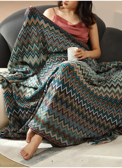 Boho Aztec Woven Blanket – Southwestern Geometric Throw for Cozy & Stylish Living