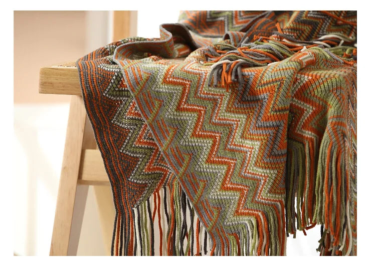 Boho Aztec Woven Blanket – Southwestern Geometric Throw for Cozy & Stylish Living