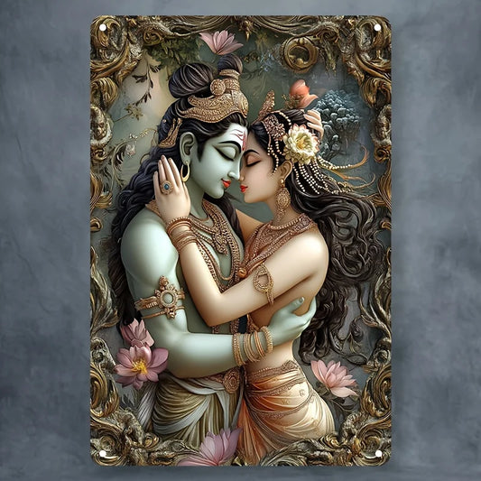 Romantic Love Story of Shiva & Parvati – Square Aluminum Sign