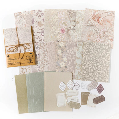 40-Piece Floral Handmade Paper & Sticker Set – Vintage Scrapbooking & DIY Crafts