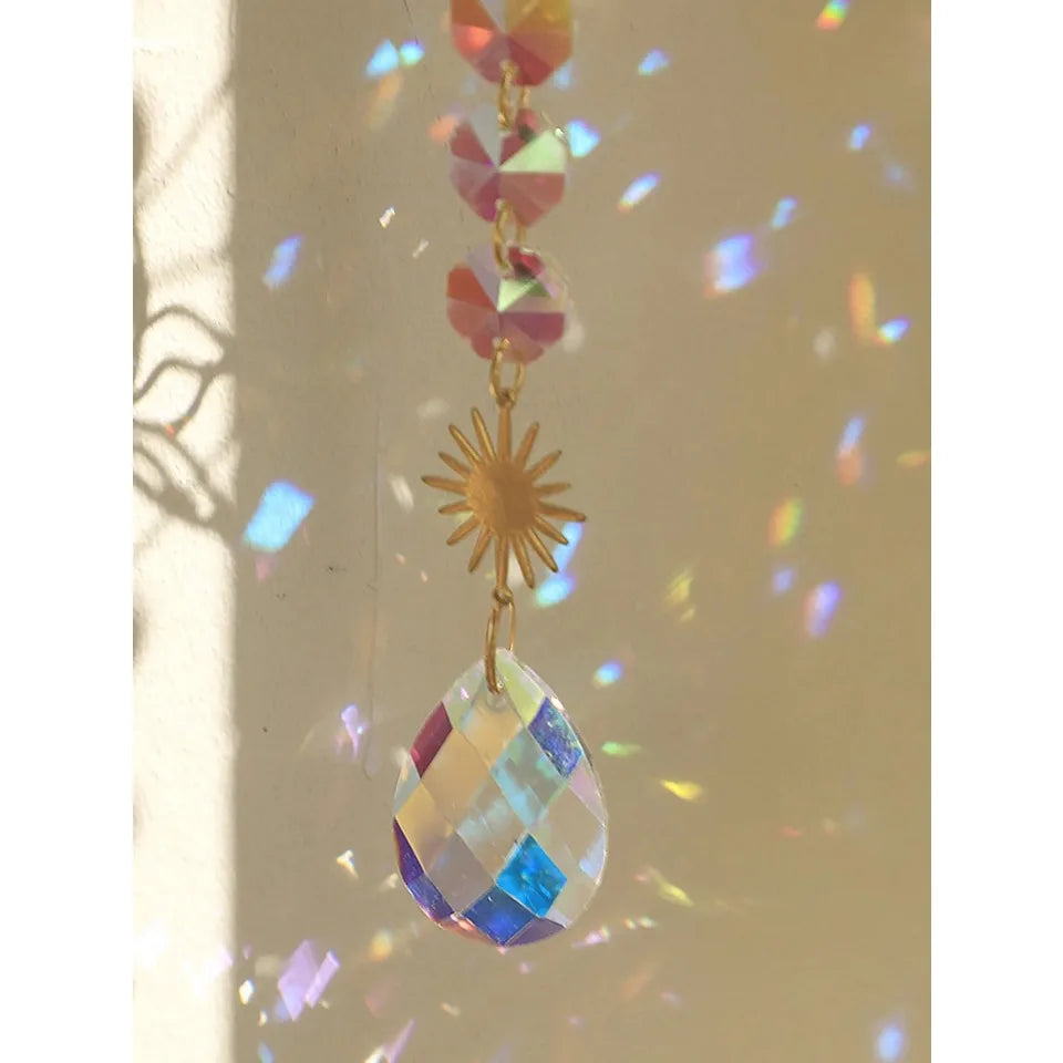 Golden Lotus Suncatcher – Radiant Crystal Hanging Decoration