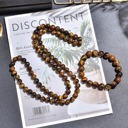 8mm Yellow Tiger Eye Beaded Choker Necklace & Bracelet Set