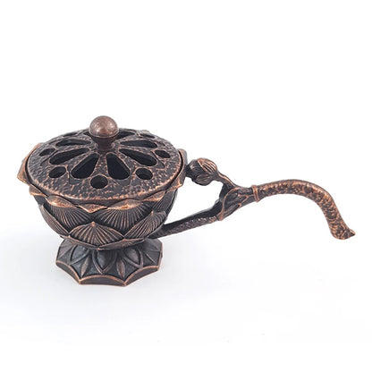 Vintage Brass Lotus Incense Burner | Exquisite Buddhist Censer