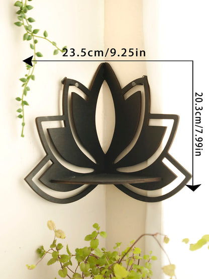 Lotus Corner Floating Shelf – Boho Wall Decor