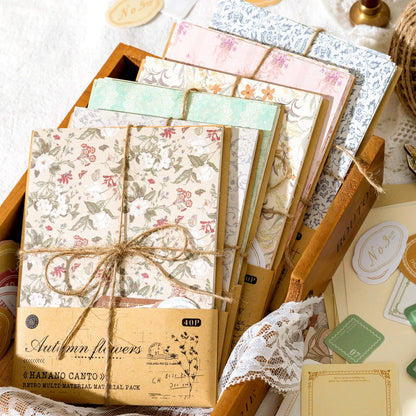 40-Piece Floral Handmade Paper & Sticker Set – Vintage Scrapbooking & DIY Crafts