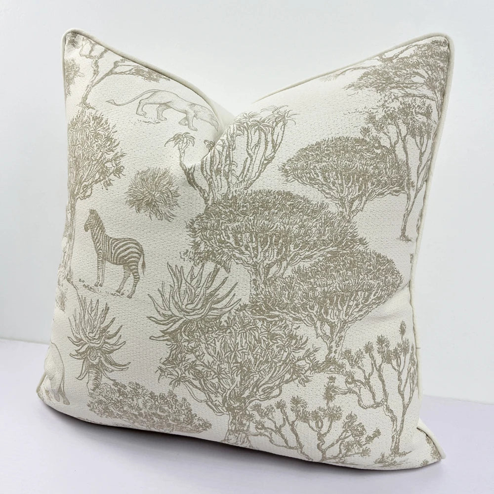 Fashion Print Animal Cushion Cover – Soft Decorative Pillow Case in Beige