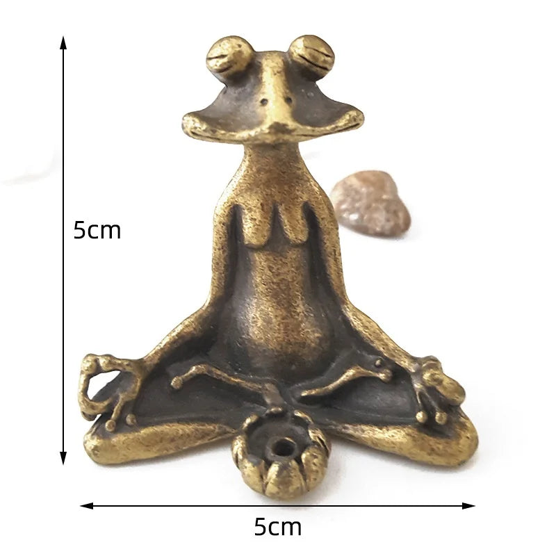 Antique Brass Zen Frog Statue – Meditation & Home Decor