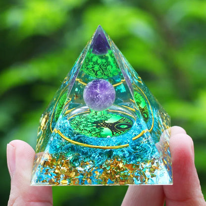 Orgonite Energy Pyramid – Amethyst & Peridot Reiki Chakra Generator