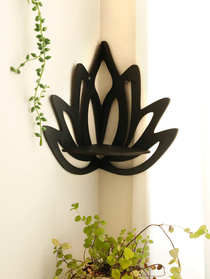 Lotus Corner Floating Shelf – Boho Wall Decor