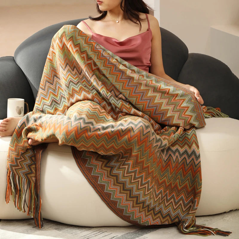 Boho Aztec Woven Blanket – Southwestern Geometric Throw for Cozy & Stylish Living