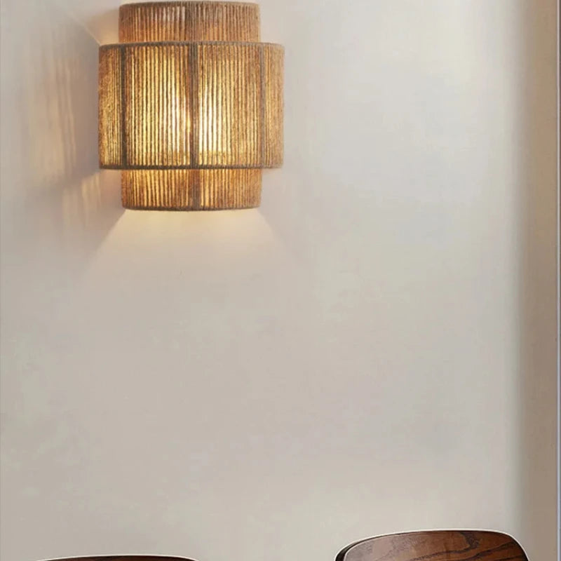 Retro Rattan Weaving Wall Lamp – Handcrafted Elegance for Cozy Spaces