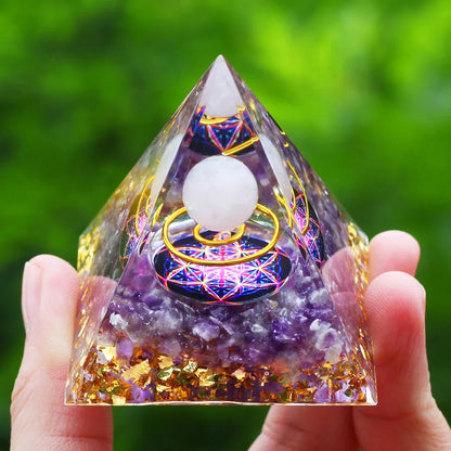 Orgonite Energy Pyramid – Amethyst & Peridot Reiki Chakra Generator