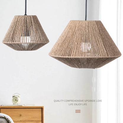 Boho Rattan Geometric Hanging Lamp Shade