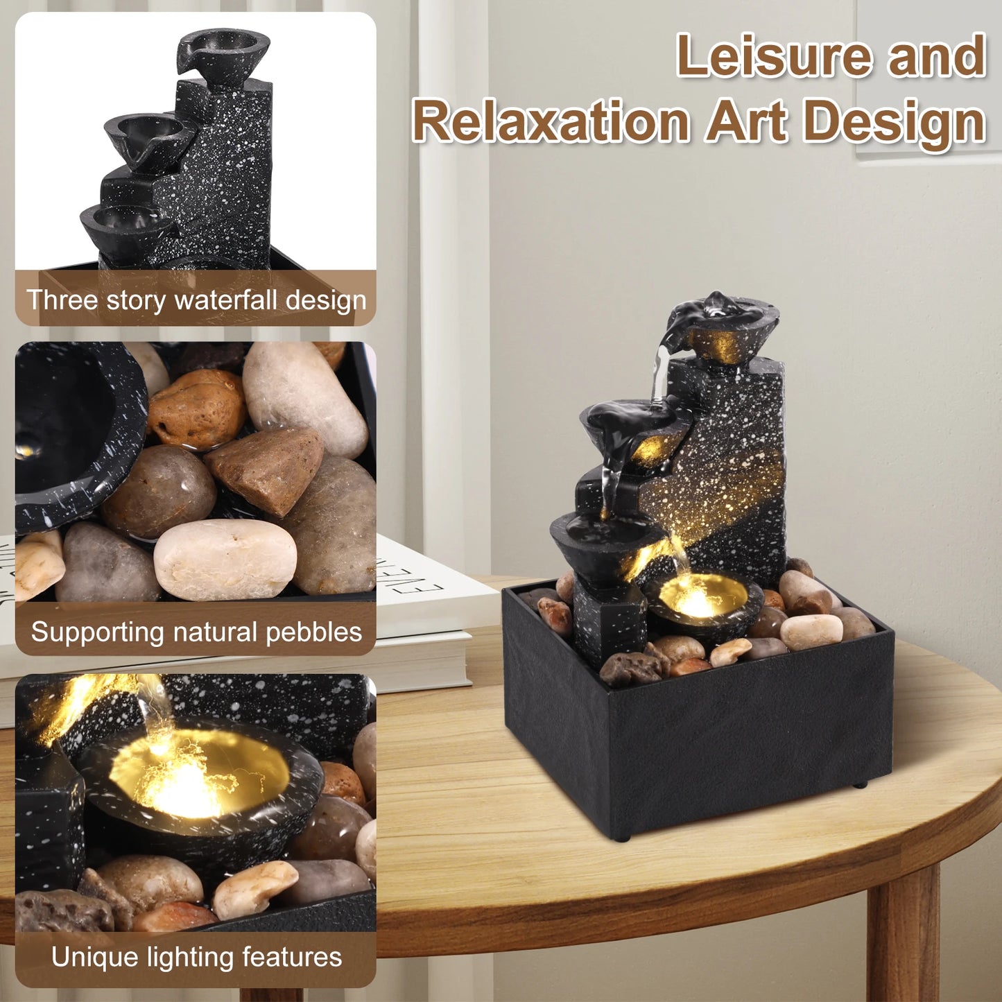 Tabletop Waterfall Fountain – Relaxation & Meditation Décor