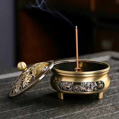 Vintage Brass Lotus Incense Burner | Exquisite Buddhist Censer