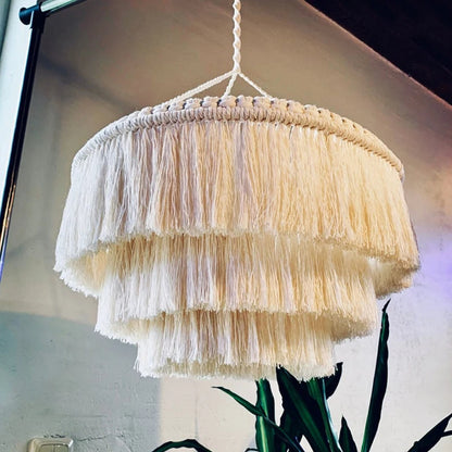 Nordic Boho Macrame Hanging Lampshade – Handwoven Elegance for a Cozy Home