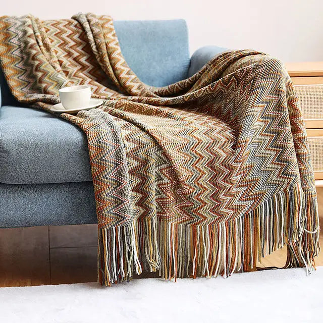 Boho Aztec Woven Blanket – Southwestern Geometric Throw for Cozy & Stylish Living